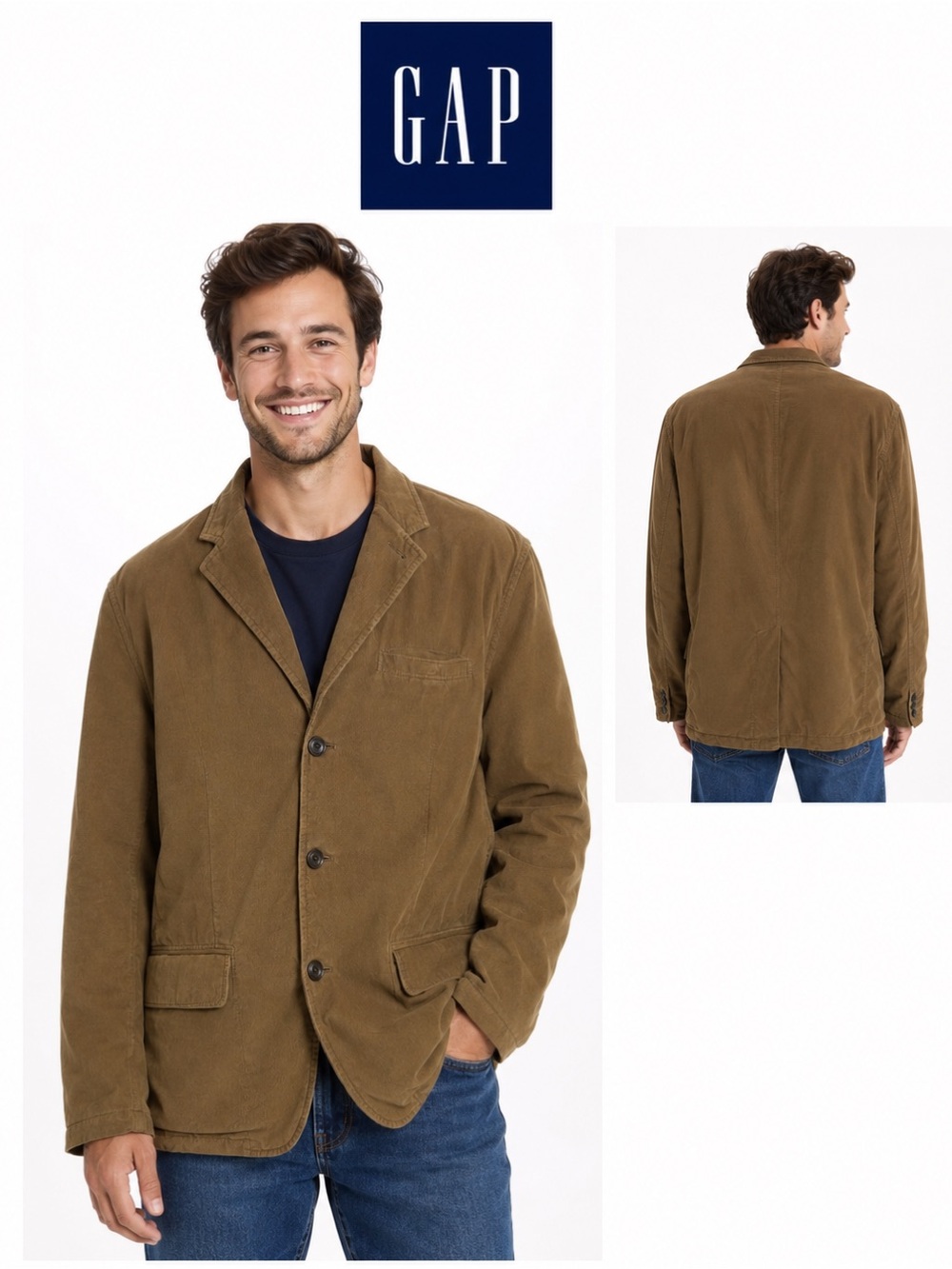 Vintage GAP Men’s Y2K  Brown Corduroy Blazer Medium (Unisex)